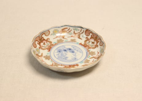 明治前期色絵松鶴図通り物小皿①　松濃いめ