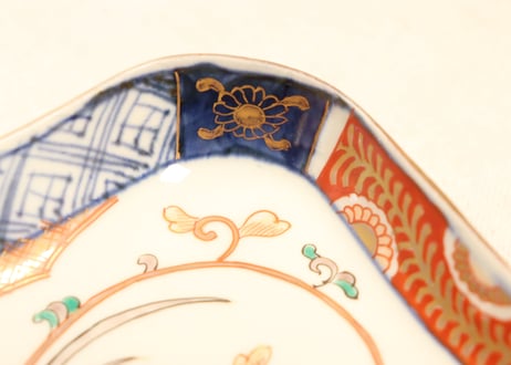 明治前期色絵鳳凰図角皿