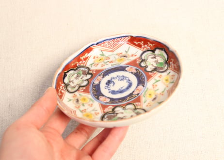 明治前期色絵梅と団龍図小皿