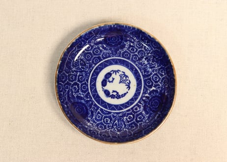 楕円皿 印判 3枚 草花模様 明治 歪み 窯傷 楕円皿 印判 3枚 草花模様 明治 歪み 窯傷 - 工芸品オンライン