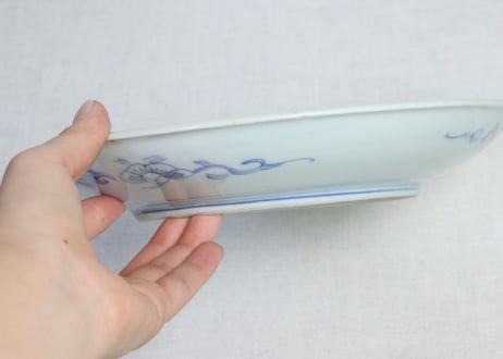 江戸幕末線描き牡丹図７寸皿②　少かたつき