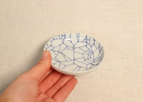 明治後期～大正染付氷裂文豆皿