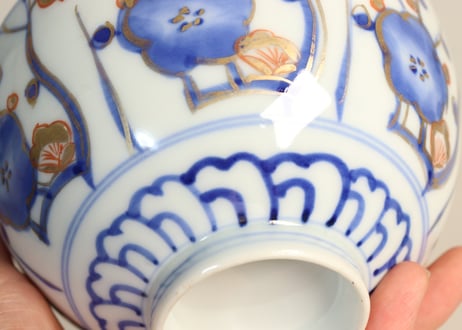 明治前期色絵梅図蓋茶碗