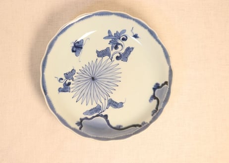 江戸幕末染付菊図尺皿