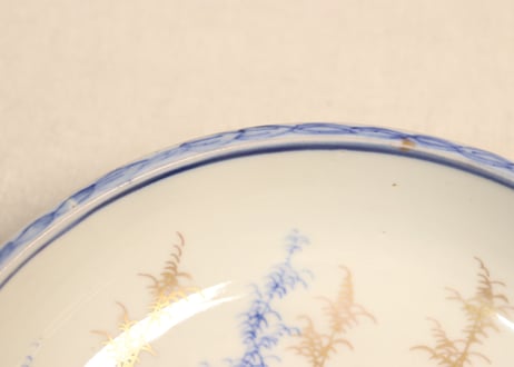 明治前期色絵竹林賢人図三ツ組鉢 中サイズ小ホツ有り
