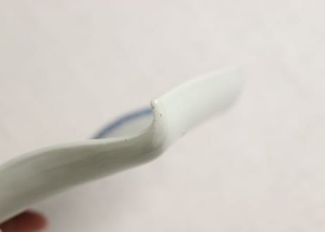 江戸幕末染付船上人物図縁立ち角皿 がたつき
