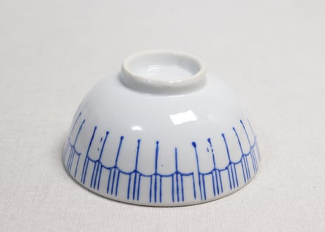 昭和戦前ゴム印判縦縞模様図蓋なし茶碗