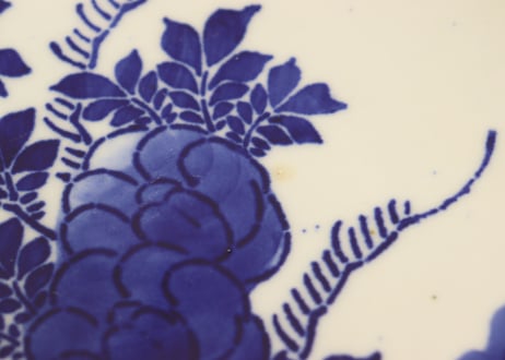 江戸幕末紙刷牡丹図７寸皿①