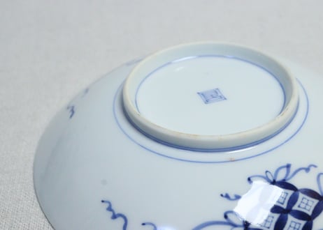 明治後期～大正染付山水図通り物５寸皿
