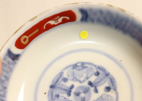 明治前期色絵兎図通り物飯茶碗②ひっつき,蓋少甘手