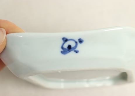 大正～昭和戦前染付鳥と唐草図菱形皿②少しかたつき