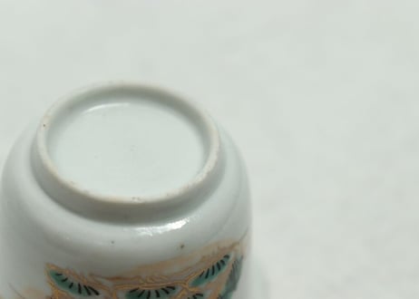 江戸中期色絵山水図輪花縁向付