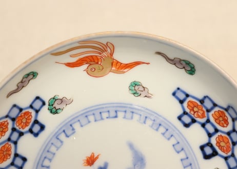 明治前期色絵獅子と鳳凰図小皿