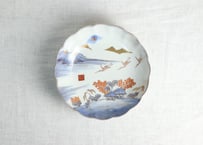 明治前期色絵山水図大なます皿