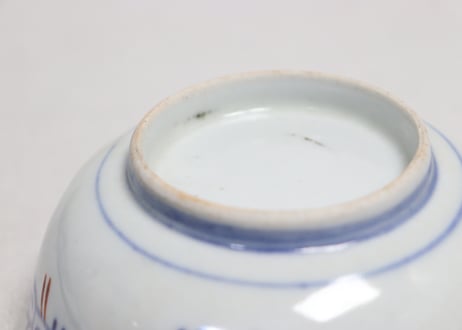 明治前期色絵牡丹と幾何学図小鉢