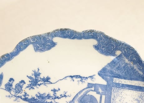 明治後期～大正銅判水車と学童図8寸皿