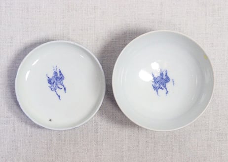 明治後期～大正銅判微塵唐草図蓋茶碗 少甘手
