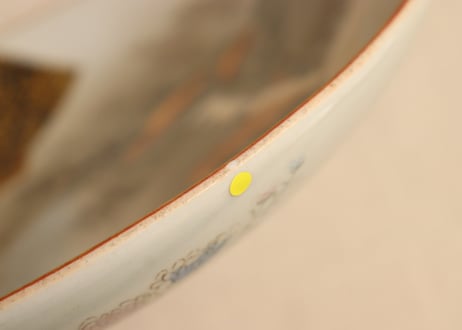 明治前期九谷焼色絵家風景図通り物8寸皿②　ノミホツ