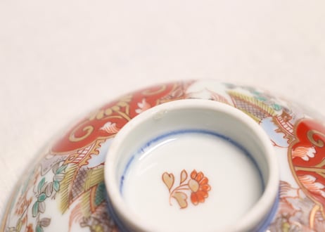 明治前期色絵松竹梅に鶴亀図通り物飯茶碗①