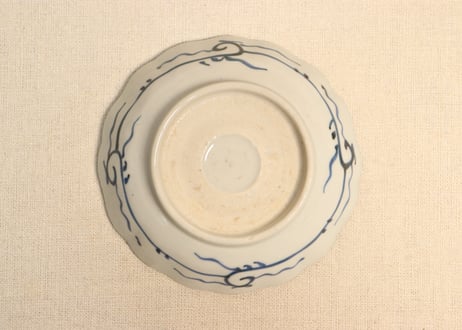 江戸幕末染付よろけ文図小なます皿　フリモノ