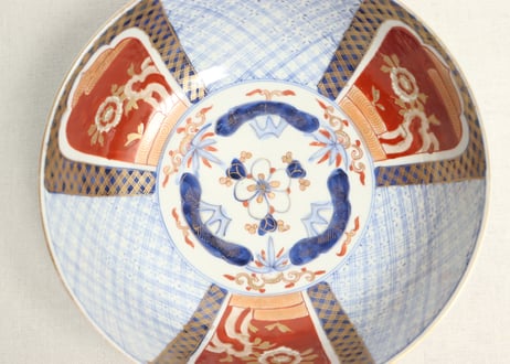明治前期色絵松竹梅と牡丹図8寸鉢