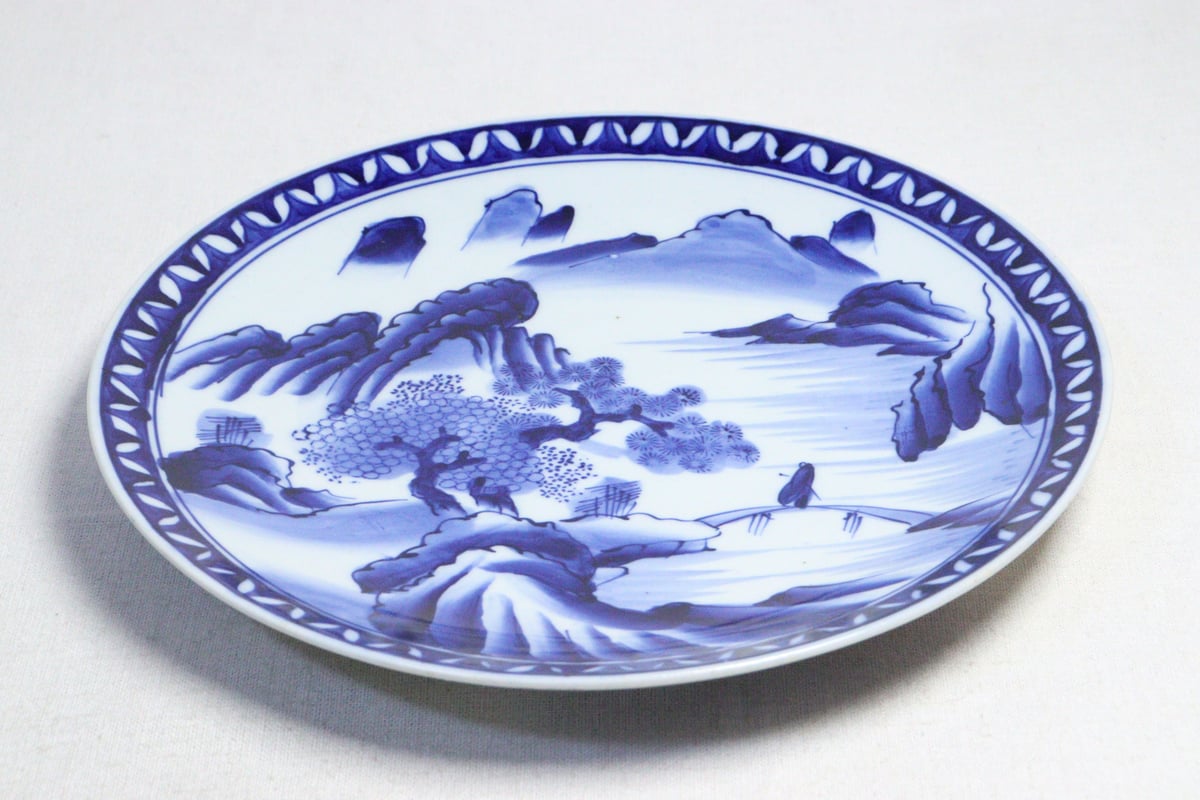 明治後期～大正染付山水図尺皿 | 吉祥寺PukuPuku