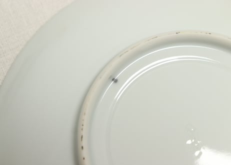 昭和戦前色絵プリント菊と竹林図6寸皿