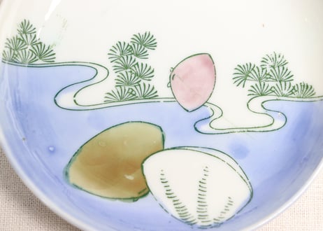 明治後期～大正銅判蛤図5寸皿②高台窯傷