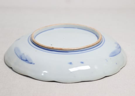 明治前期金彩染付山水図7寸皿