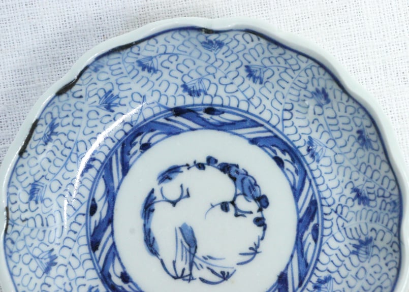 江戸幕末染付微塵唐草文小皿 | 吉祥寺PukuPuku