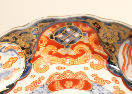 明治前期色絵四方に龍と鳳凰図通り物なます皿①