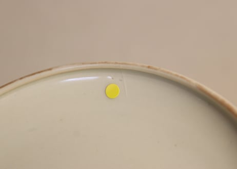 明治前期色絵牡丹と扇に春蘭図蒸茶碗② 少甘手