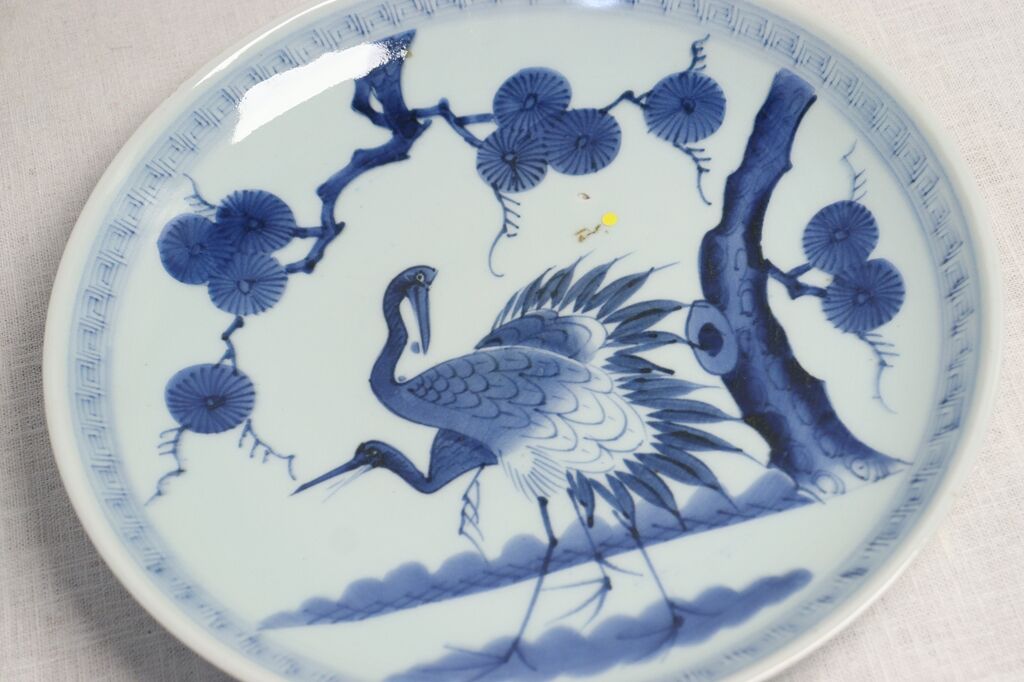 江戸幕末松鶴図尺皿 ムシクイ,少フリモノ | 吉祥寺PukuPuku