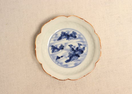 染付　大皿　2枚　雲　窯傷　ニュウ　歪み 染付大皿2枚雲窯傷ニュウ歪み