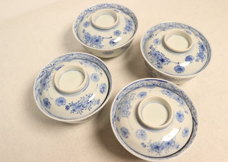 明治前期染付桜図飯茶碗①