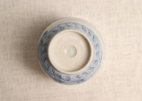 明治後期~大正染付山水図輪花向付