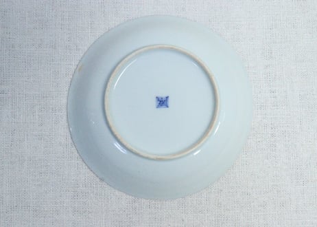 大正～昭和戦前染付総柄牡丹図通り物小皿