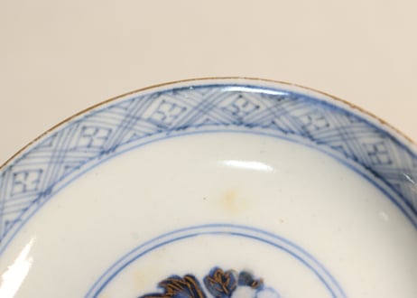 明治前期色絵杜若と梅図飯茶碗