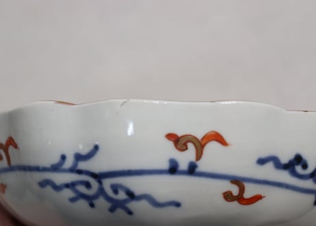 明治前期色絵松竹梅に鶴亀図通り物大なます皿①