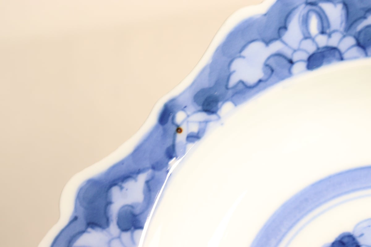 明治後期～大正染付花図五弁鍔縁5寸深皿 | 吉祥寺PukuPuku