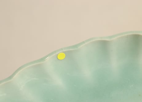 江戸中期青磁舟形皿①少かたつき,少甘手