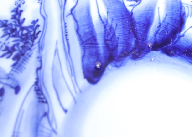 明治前期染付唐子図9寸台皿② 窯傷,座り悪い | 吉祥寺PukuPuku