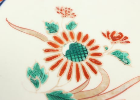明治前期色絵松竹梅と鶴図8寸鉢②釉剥げ