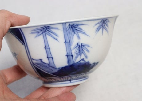 明治前期染付松竹梅図飯茶碗