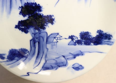 明治前期染付山水図6寸皿