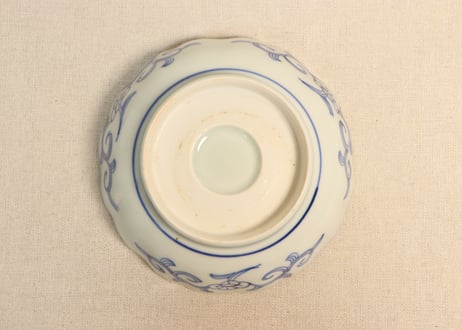 江戸幕末染付蝶と菊図なます皿
