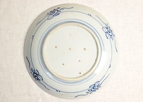 江戸幕末染付山水図尺皿