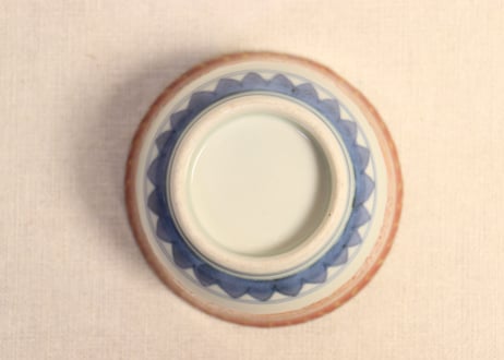 江戸幕末色絵四方に菊と唐草図向付 5客組