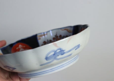 明治前期色絵桃と竹梅図通り物なます皿