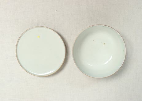 明治前期色絵市松に松竹梅図蒸茶碗③少甘手